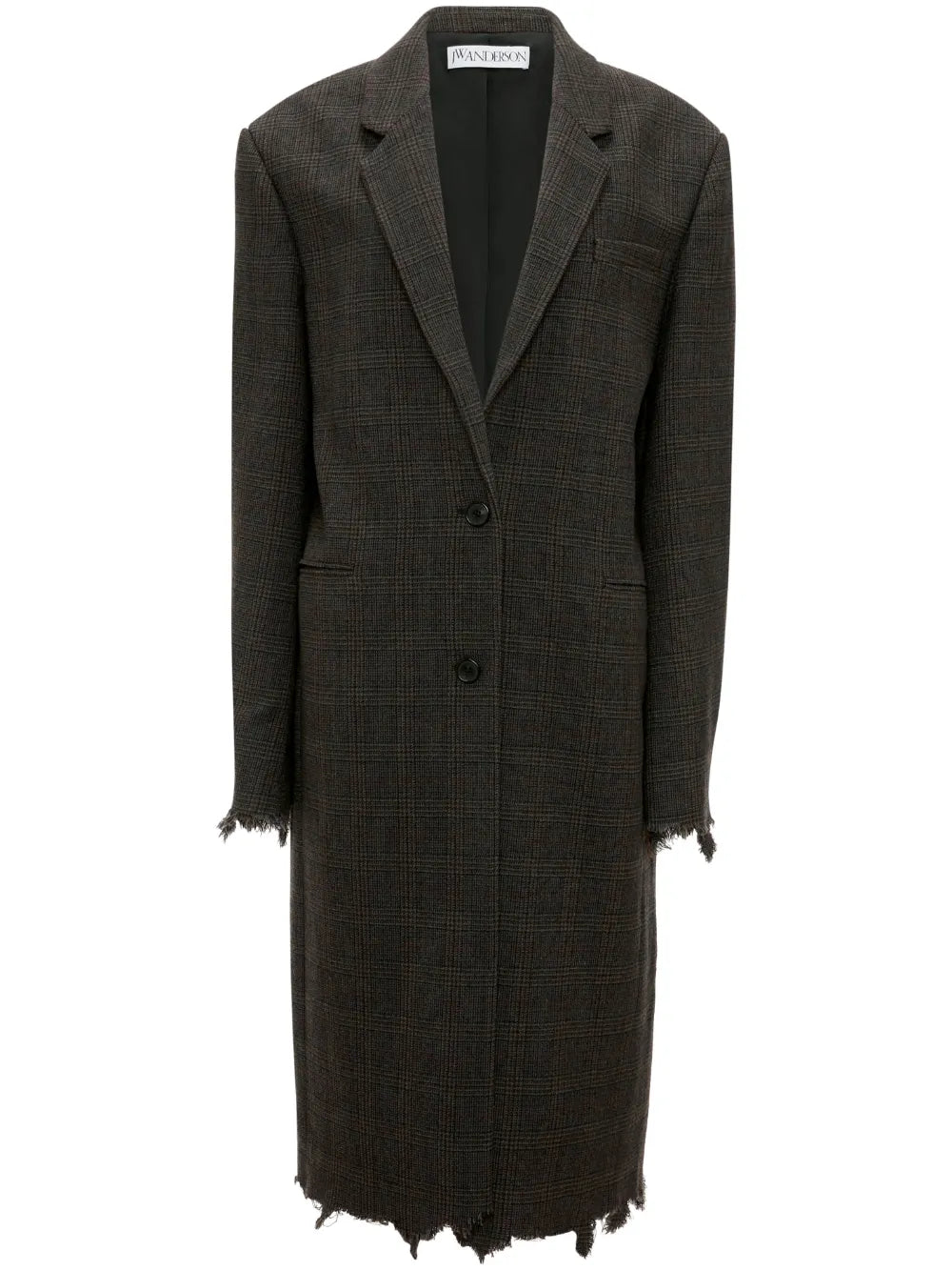 Check-Print Distressed-Effect Coat