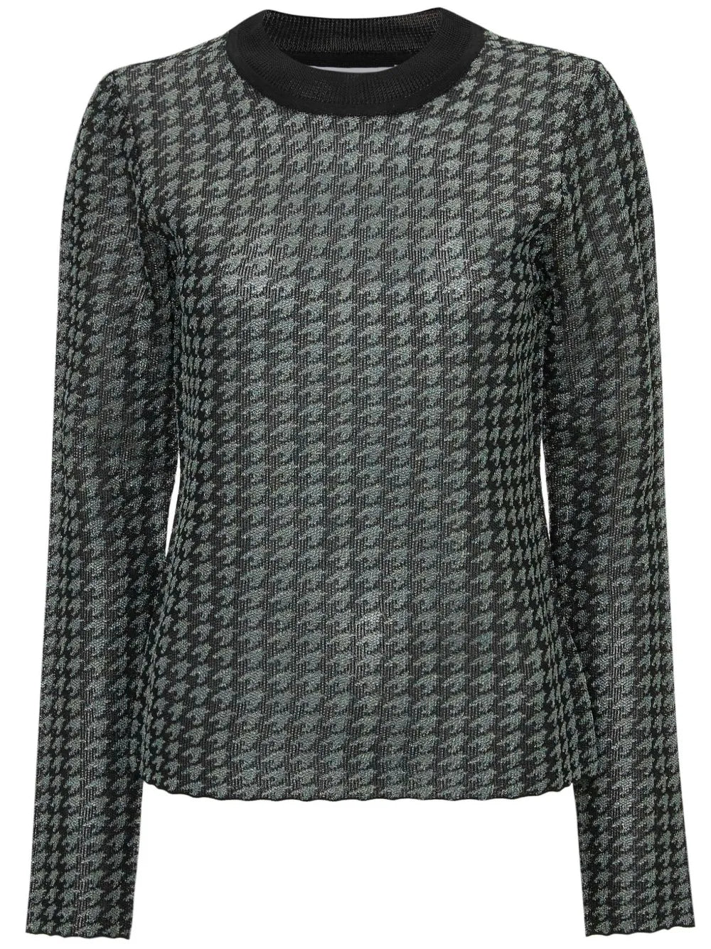 Check-Pattern Crew-Neck Top