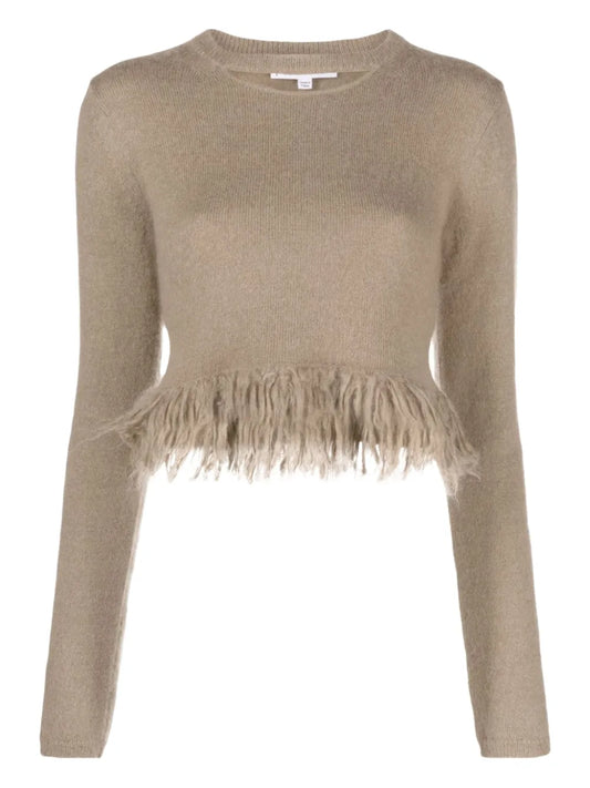 Fringed-Hem Cropped Jumper