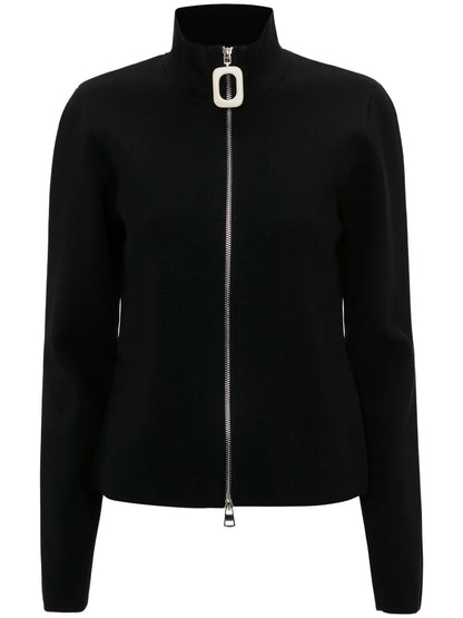 Zip-Up Fine-Knit Cardigan