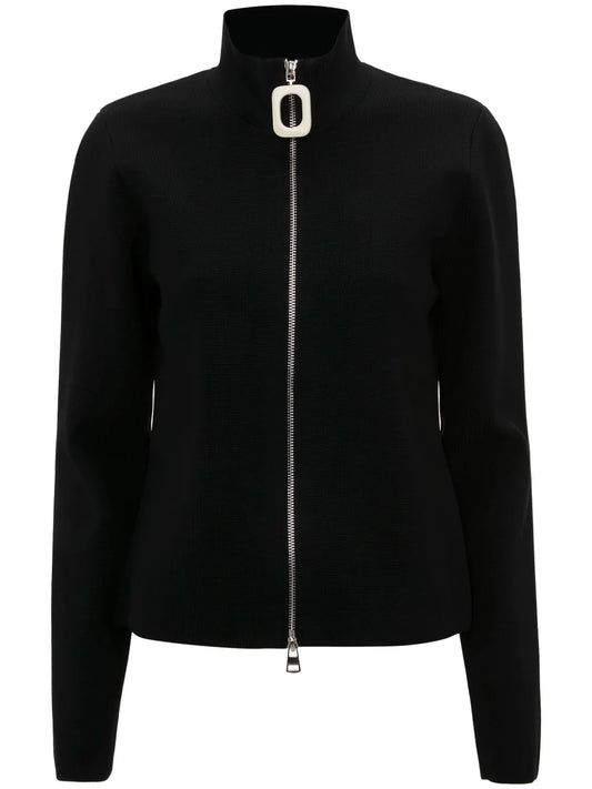 Zip-Up Fine-Knit Cardigan
