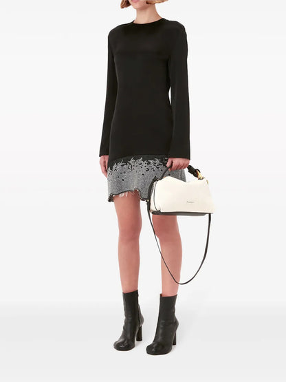 Glitter-Detail Crew-Neck Minidress