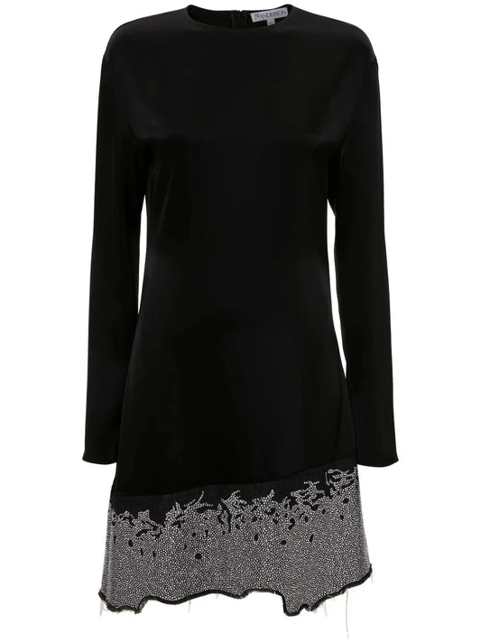 Glitter-Detail Crew-Neck Minidress