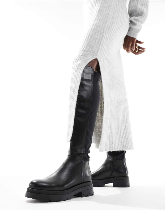 Brixton' Leather Biker Knee Zip Boot