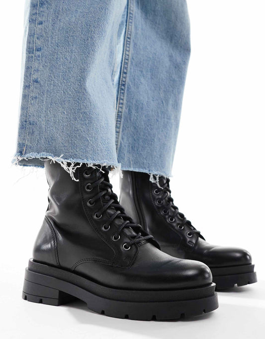 Camden Biker Leather Lace Ups High Boots