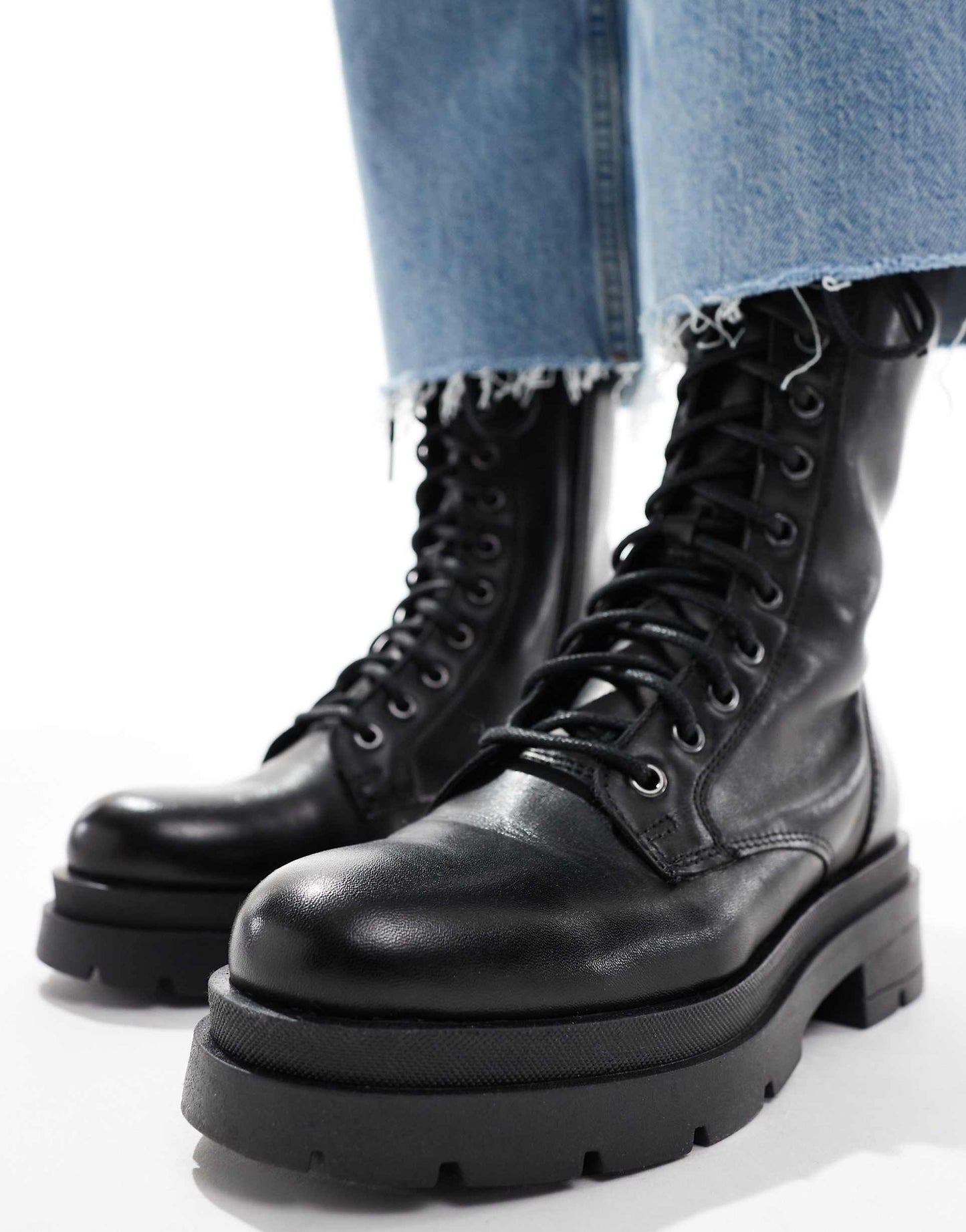 Camden Biker Leather Lace Ups High Boots