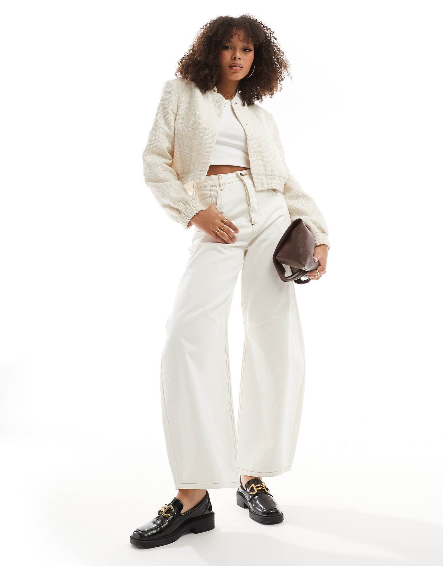 Boucle Strong Shoulder Bomber Jacket