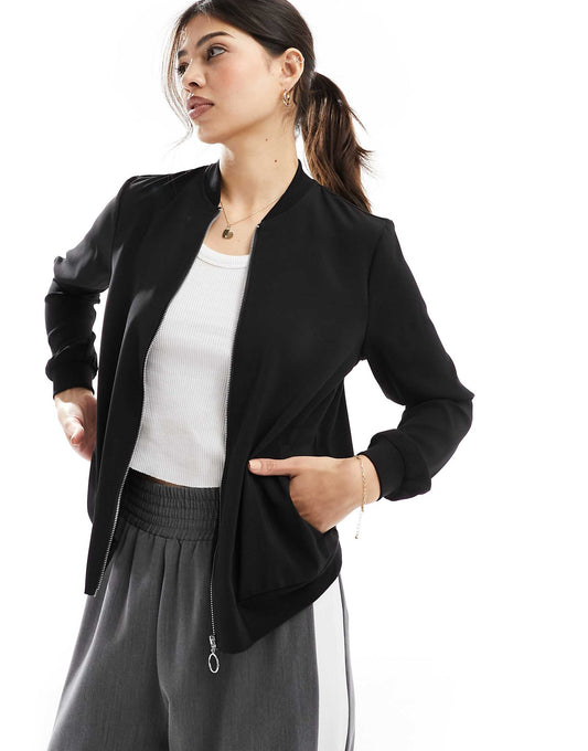 Lightweight Zip Front Bomber Jacket