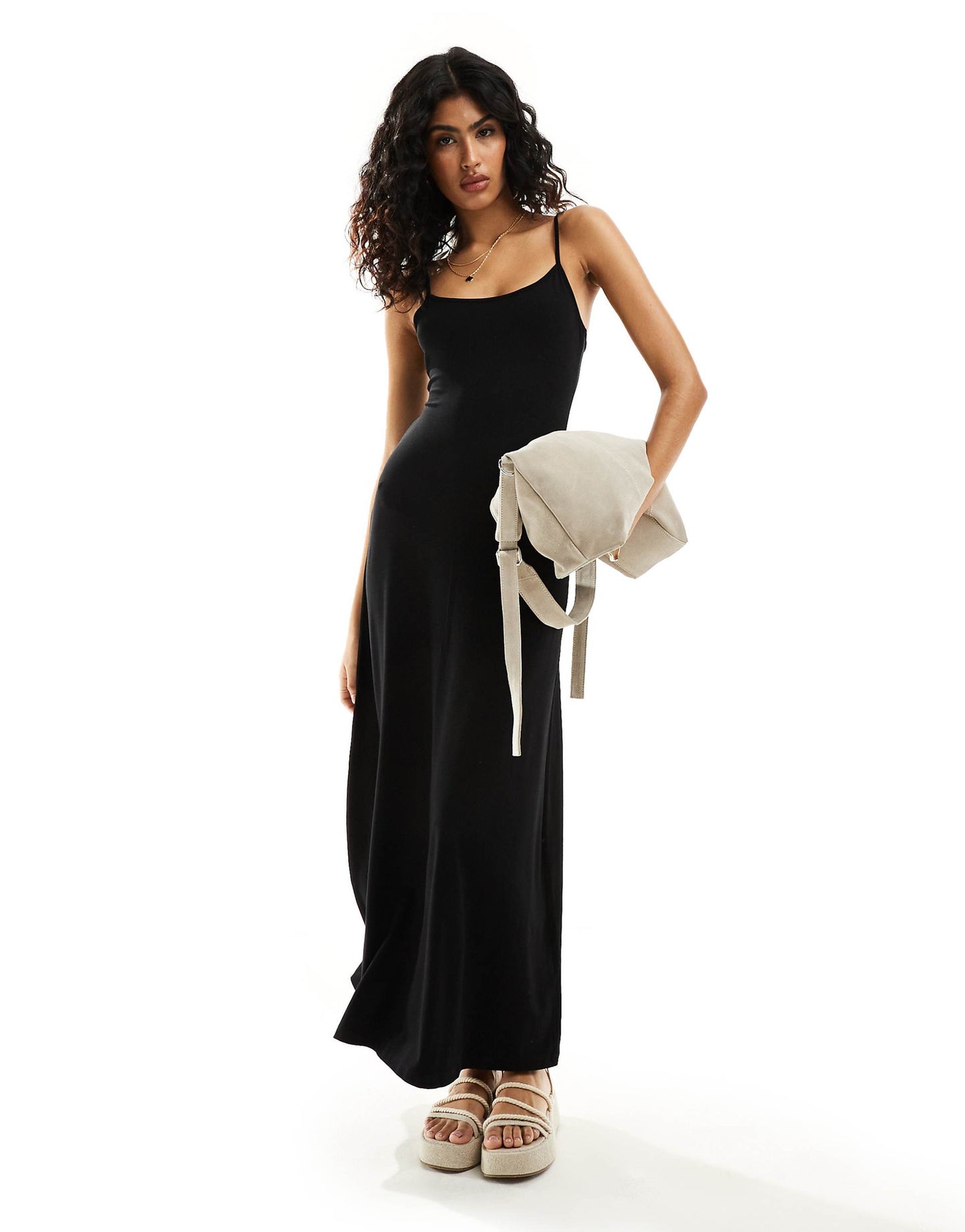 Scoop Back Strappy Maxi Dress