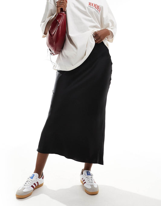 Satin Bias Midi Skirt