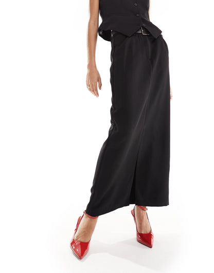 Tailored Maxi Skirt Co-Ord With Front Split