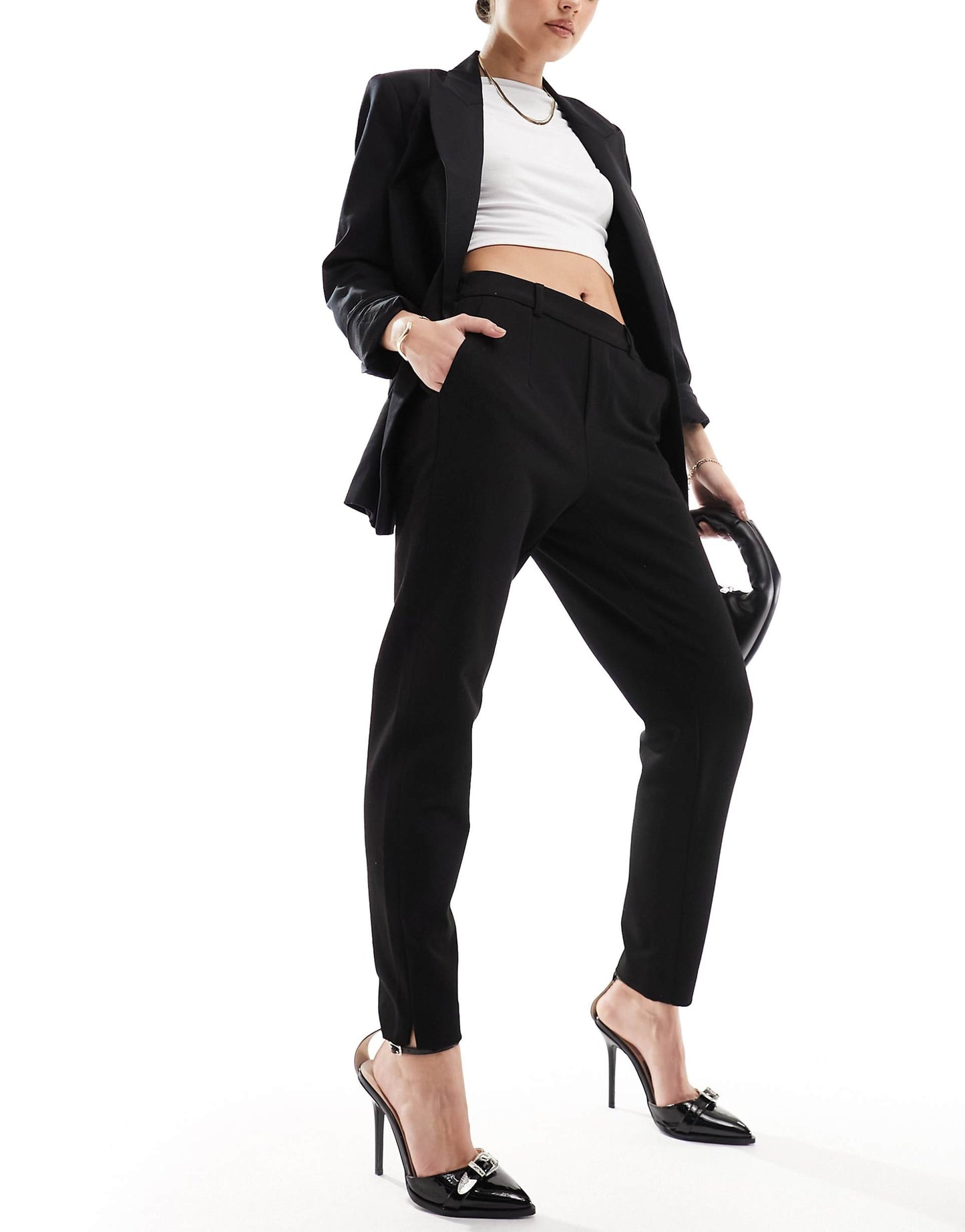 Cropped Tailored Slim Trousers