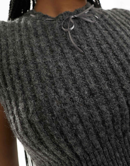 Lace Trim Knitted Vest