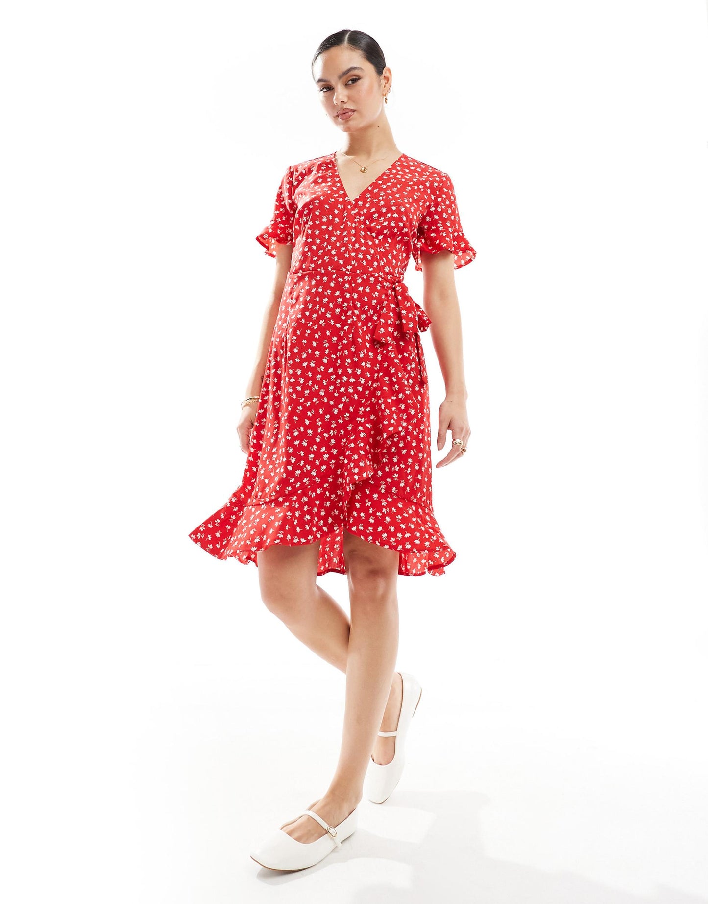 Frill Wrap Mini Dress