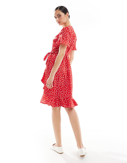 Frill Wrap Mini Dress