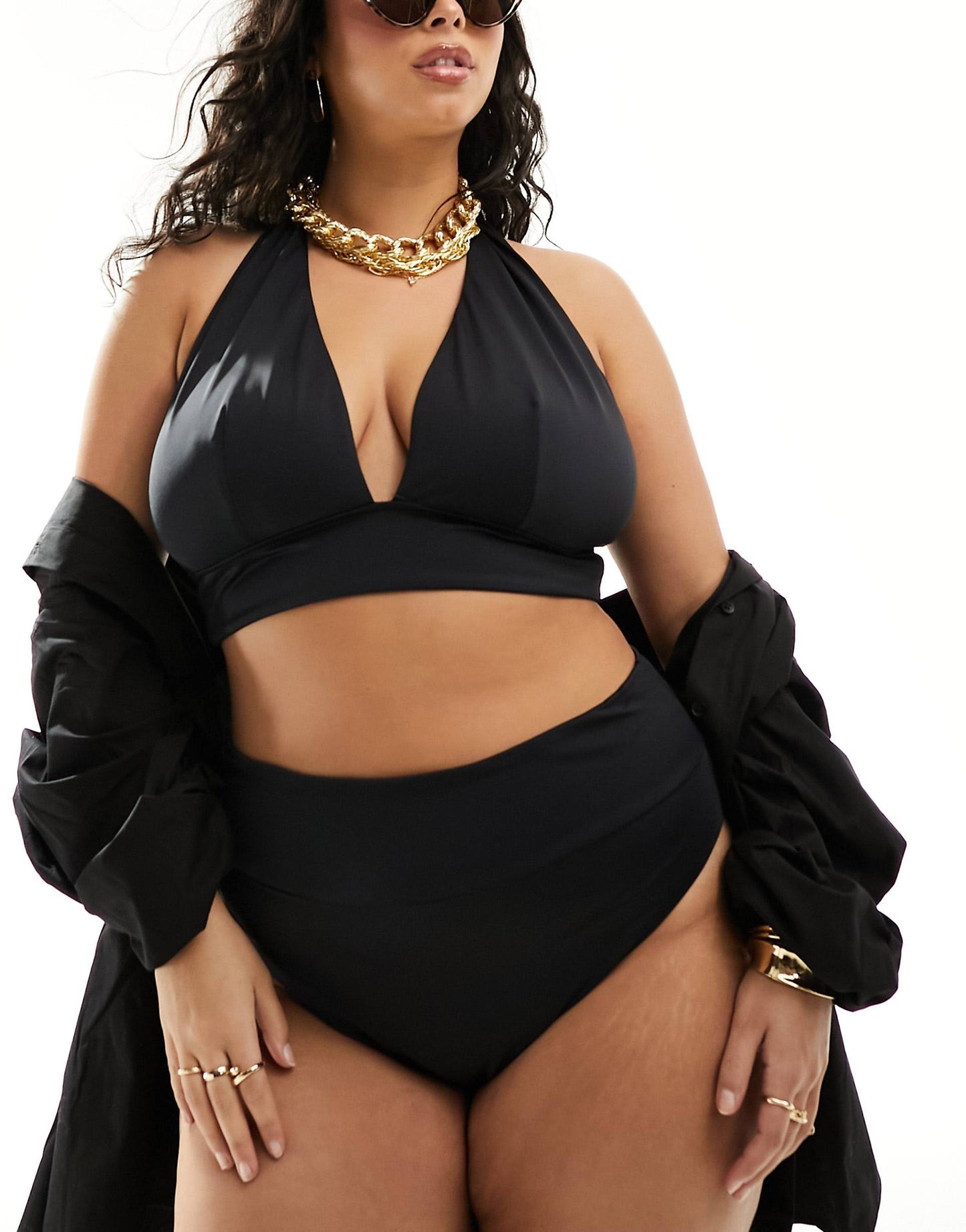 Curve Maya Mix And Match Deep Band High Waist Bikini Bottom