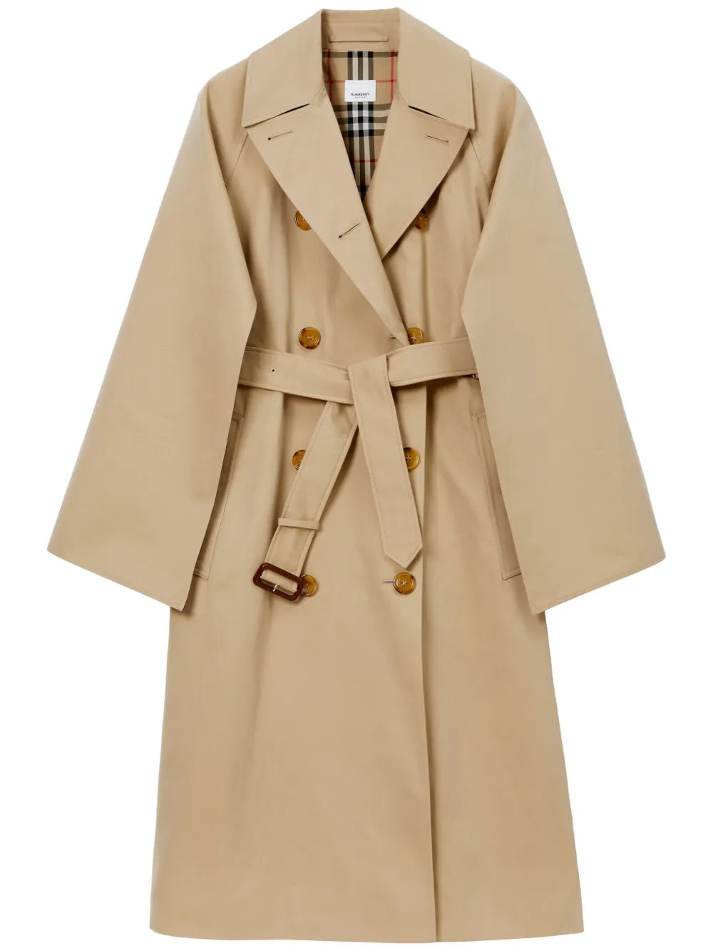 Check-Pattern Cotton Trench Coat