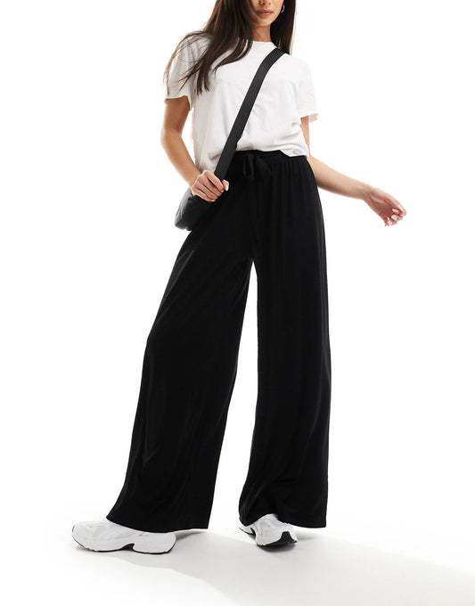 Tie Belt Wide Leg Trouser