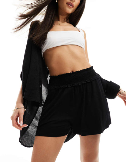 Shirred Waist Flippy Shorts