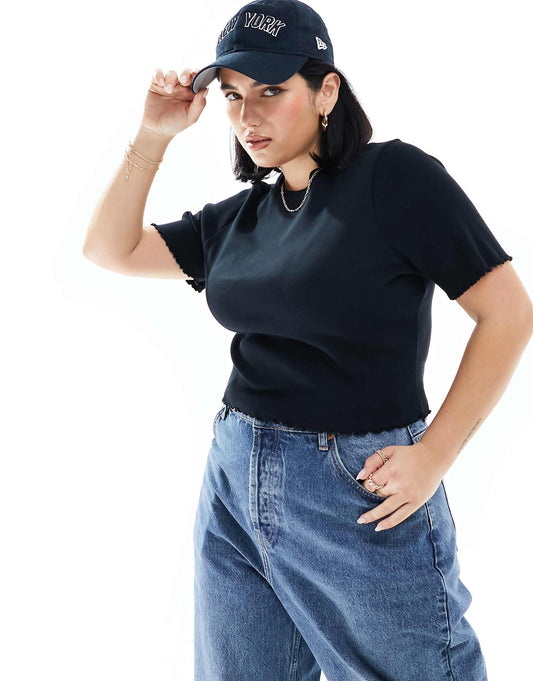 Plus Lettuce Edge Ribbed T-Shirt