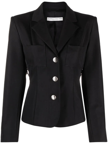 Lace-Up Wool-Blend Blazer
