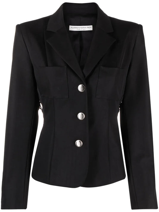 Lace-Up Wool-Blend Blazer