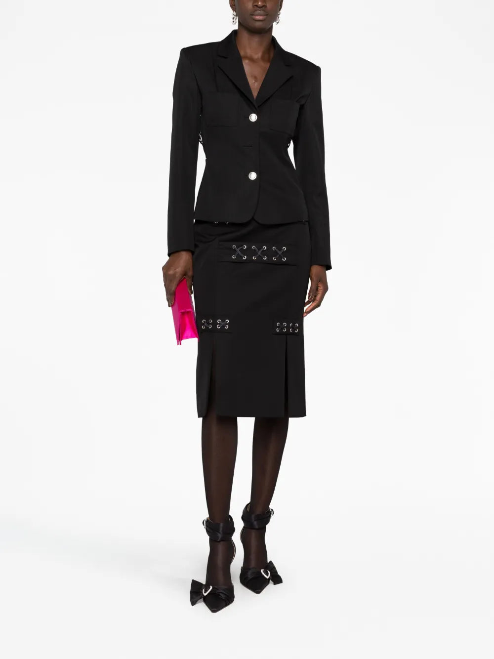 Lace-Up Wool-Blend Blazer