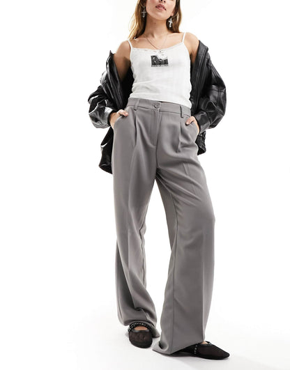 High Waisted Wide Leg Tailored Trousers