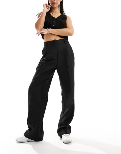 High Waisted Wide Leg Tailored Trousers