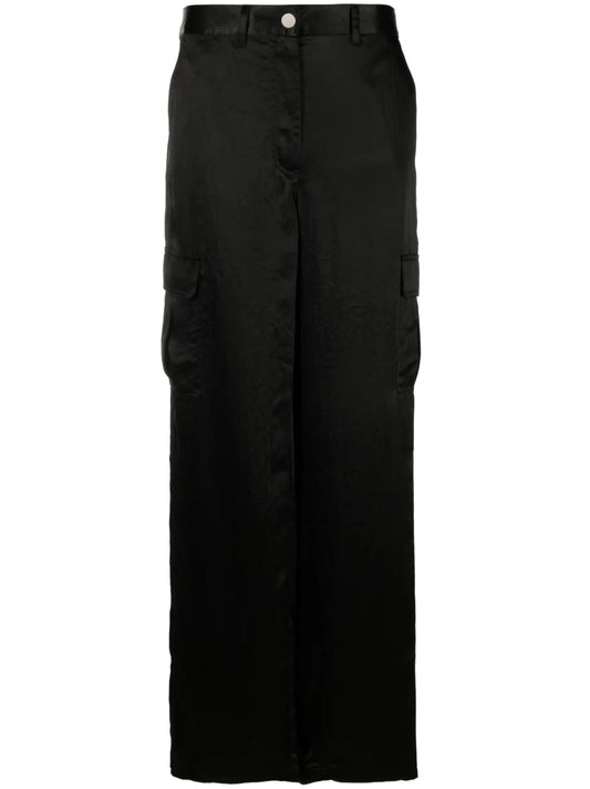 Satin-Finish Wide-Leg Trousers