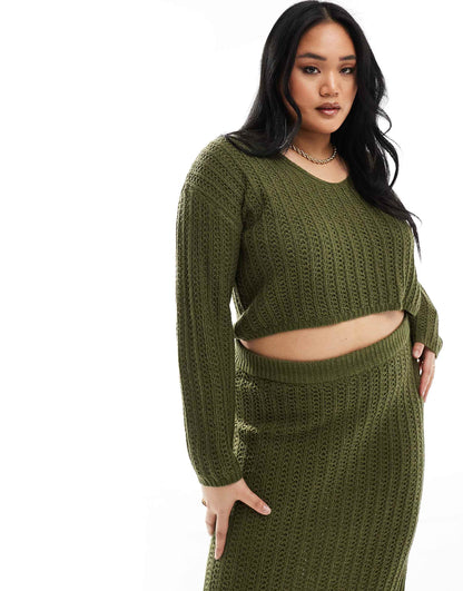 Curve Knitted V Neck Crop Jumper