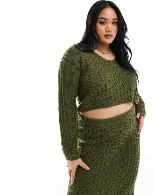 Curve Knitted V Neck Crop Jumper