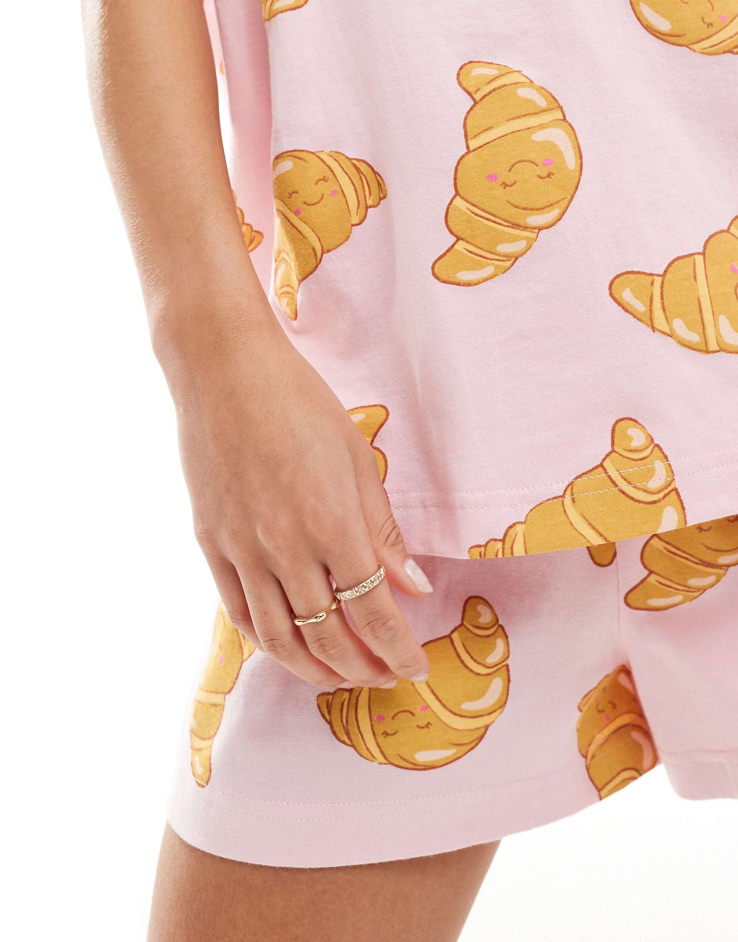 Croissant Oversized Tee & Short Pyjama Set