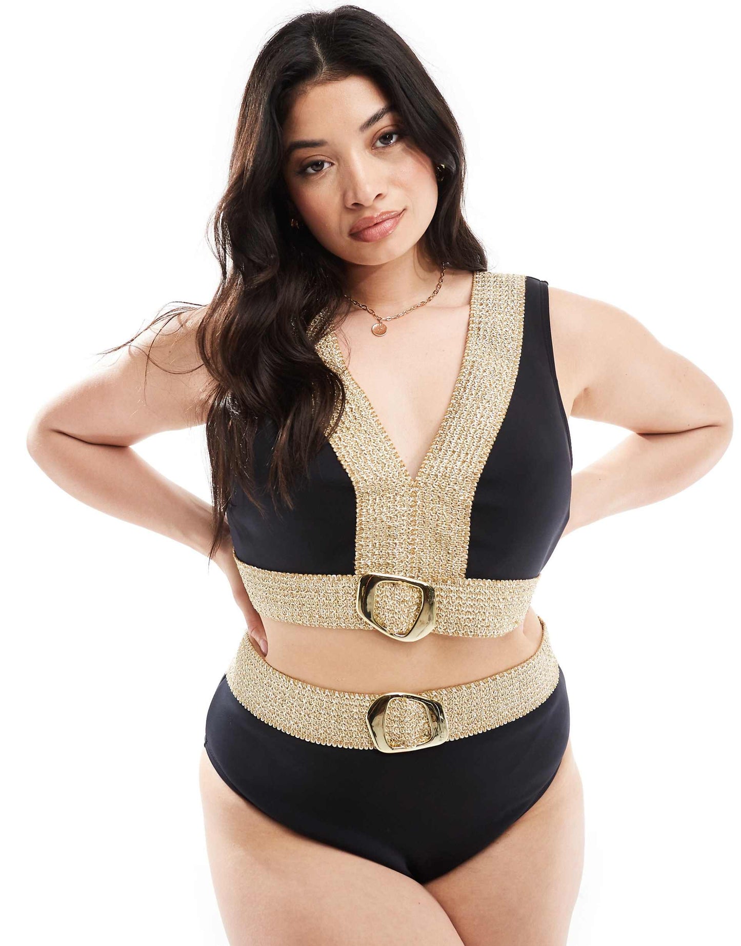 Plus Bikini Top With Buckle Detail