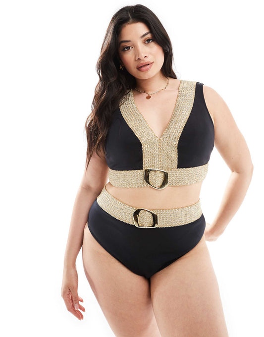 Plus Bikini Top With Buckle Detail