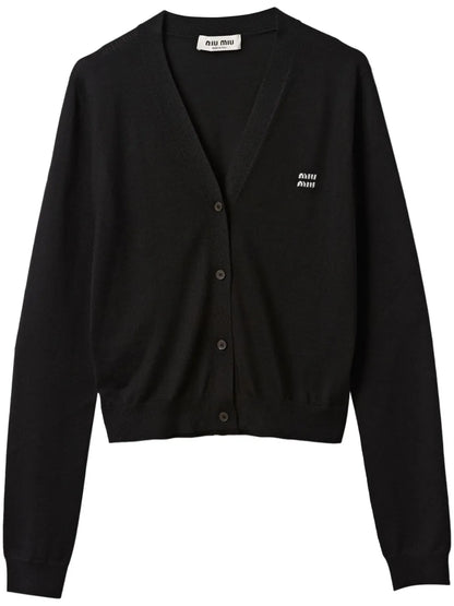 Logo-Embroidered Cashmere Cardigan