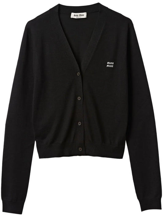 Logo-Embroidered Cashmere Cardigan