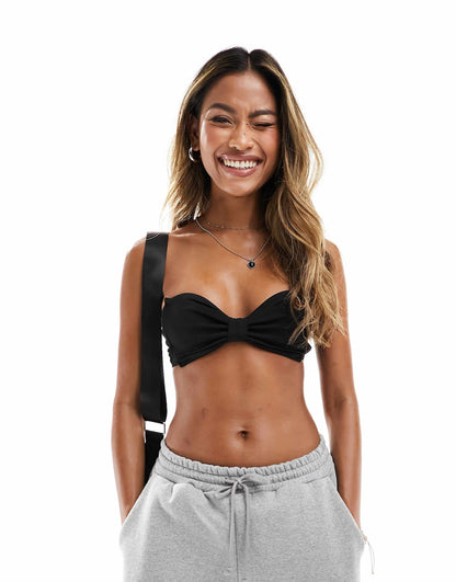Mix And Match Bow Front Bandeau Bikini Top