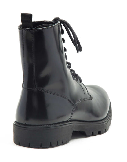 Lander Lace Up Glossy Leather Boots