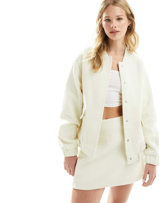 Crochet Pocket Detail Bomber Jacket Co-Ord