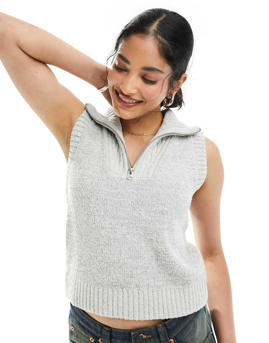 Cherin Knitted Half Zip High Neck Vest