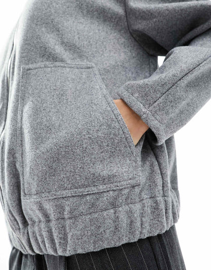 Oversized Longline Zip Bomber Jacket