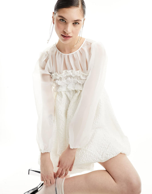 Dream Isabella Jacquard Puffball Mini Dress