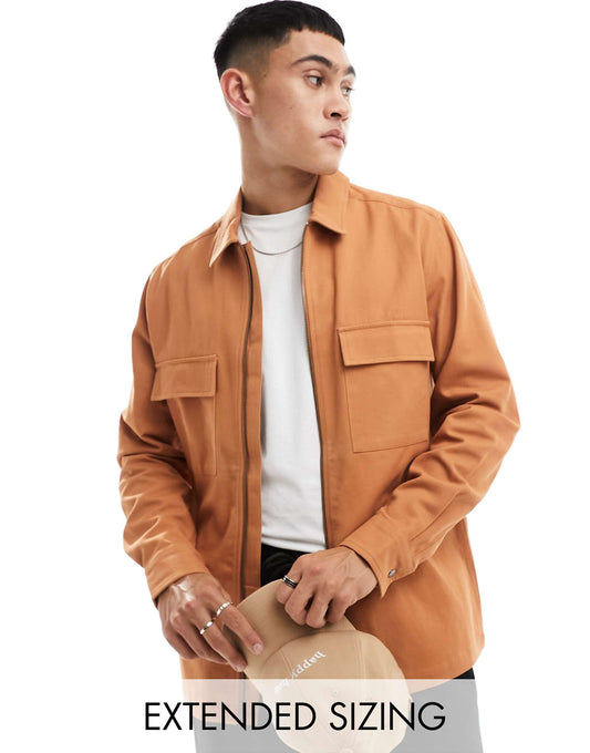 Twill Zip Through Overshirt
