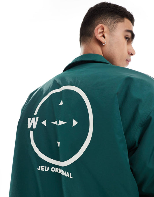Oversized Wadded Collegiate Coach Jacket