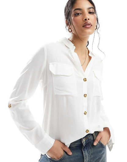 Button Down Shirt With Pocket Detail