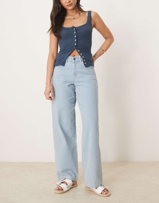Herndon Mid Rise Loose Fit Wide Leg Jeans