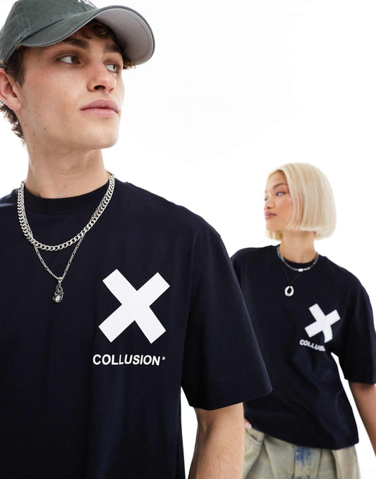 Collusion Unisex X Logo Cotton T-Shirt