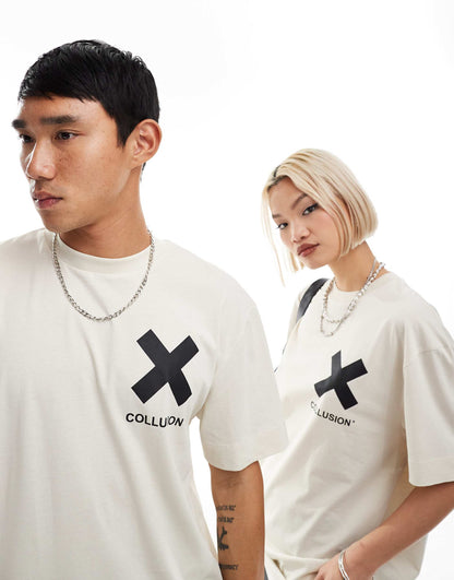 Collusion Unisex X Logo Cotton T-Shirt