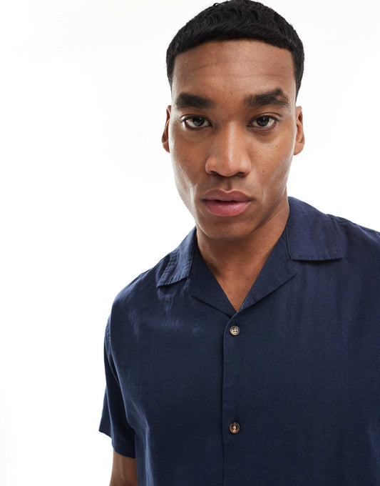 Linen Shirt With Revere Collar